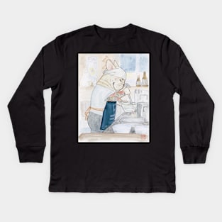 Ramen Frenchie Ryuji Kids Long Sleeve T-Shirt